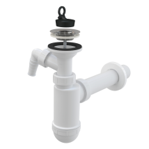 Sifone Per Lavabo Dn40 Con Raccordo, Filtro In Acciaio Inox Dn63