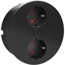 Einbausteckdose Ø 118mm Duplex-r - 2fach Steckdose Mit Elektrischer Abdeckung Per Knopfdruck, Edelstahl Schwarz 230v