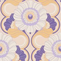 Bricoflor - As Creation 70's Retro Floral Chic Purple Wallpaper Textured Paste The Wall