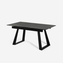 Mesa De Comedor Extensible Moderna Efecto Mármol 160-200x90cm Caracas - Negro