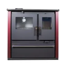 Estufa De Leña Con Horno De Inox, Placa Superior Metálica, Salida De Humos A La Izquierda Y Paneles Laterales Pintados En Bordo Verso Cs - 7.7 Kw, 