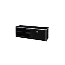 Tv-möbel Im Design, 150cm In Glänzendem Schwarz Mit Verchromten Abschlüssen, Kollektion Lyon.