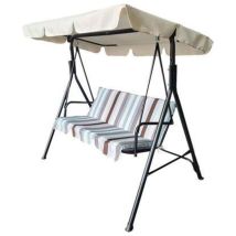 Dondolo Many 3 posti – Grigio/Marrone – 170x110xh153 cm – Acciaio verniciato – Cuscino incluso