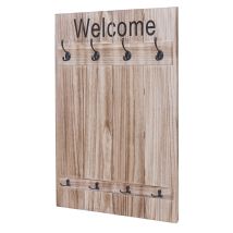 Hhg - Nunca Usado] Perchero De Pared 921 Welcome, Perchero Armario, Aspecto Shabby Vintage, 91x60cm, Marrón Natural