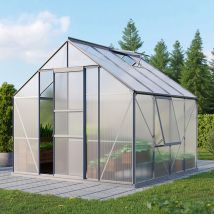 Serre De Jardin En Polycarbonate 4 Ou 6 Mm - Meridian - Portes 1 Simple Coulissante, Long 3.83 M, Couleur Vert, Polycarbonate 4 M