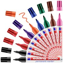 4-3000-10999 Permanentmarker Schwarz, Rot, Blau, Grün, Orange, Braun, Violett, Rosa Wasserfe - Edding