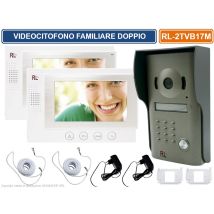 Kit Videocitofono Bifamiliare Doppio Monitor A Colori 7' Apertura Elettroserratura E Cancello Esterno