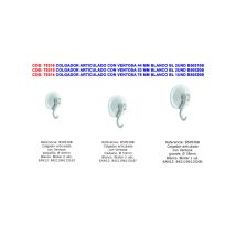 Brinox - Gelenkaufhänger Mit Saugnapf 53 Mm Weiß 2 Einheiten