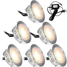 Set Aus 6 Led-einbaustrahlern (55 Mm) – Ip67 Wasserdicht – 12 V Niedervolt – Weißes Licht – Für Außen-, Garten- Und Terrassenbeleuchtung