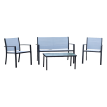 Salotto 2 Posti Con 2 Poltrone E 1 Tavolino Giardino Missouri Grigio