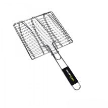 Grillrost aus verchromtem Stahl – 28 x 28 cm – für 3 Fische – hitzebeständig – Soft-Touch-Griff – 2 Jahre Garantie