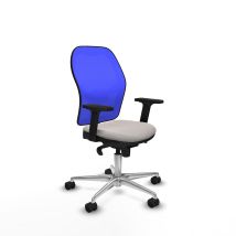 Piqueras Y Crespo - Jorquera Sincro Malla Azul Similpiel Blanco Brazos 2d Base Aluminio Ruedas 65mm Nailon