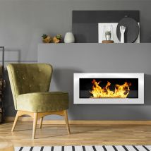 Bioethanol Kamin Seulo, Fassungsvermögen 0,75 L, Heizfläche 25 M², Leistung 2,5 Kw, 90x12x40h Cm Weiß