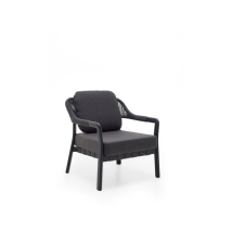 Poltrona Da Esterno Martinica In Alluminio Verniciato A Polvere Antracite Con Intreccio In Corde L 76 X P 75 X H 75 Cm - Klulk