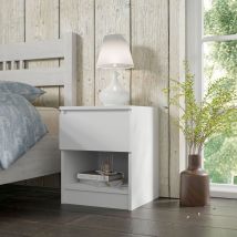 Table De Chevet Maja S1 40 Cm Blanc Mat, 1 Tiroir