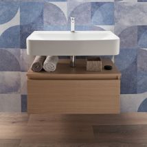 Lavabo Sospeso Con Mobile Bagno 100 Cm Rovere 1 Cassettone