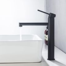 Grifo Lavabo Negro Alto, Grifo De Lavabo De Encimera, Grifos Mezclador De Baño De Acero Inoxidable 304, Grifo Monomando De Caño Alto, Aireador 