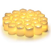 Mezheng - 24 Pack Flameless Votive Candles, Fake Flameless Flickering Electric Candle, Battery Operated Led Tealight Candles In Warm White For Wedding