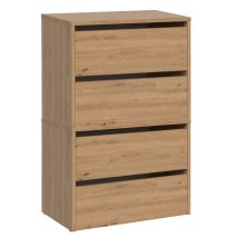 Zapatero Modo X2 – Roble Artesano – 4 Puertas – 4 Estantes – Mueble Modular – 36 cm Profundidad – 60 cm Ancho – 88 cm Altura