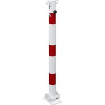 Poste Barrera Ø 60 Mm Blanco Y Rojo Plegable Con Cilindro