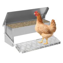 Futterautomat Hühner Für Geflügel – Hühnerfutterautomat Mit Selbstöffnendem Pedal, Trog Spender, Ideal Für Hühner Und Gänse 50x20x19cm - Tolletour