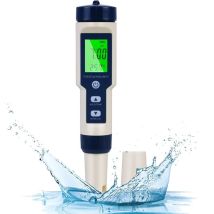 Medidor De Ph Electrónico 5 En 1 Con Pantalla Lcd Retroiluminada, Comprobador De Calidad Del Agua Para Ph/tds/ce/temperatura/salinidad, Para Agua 