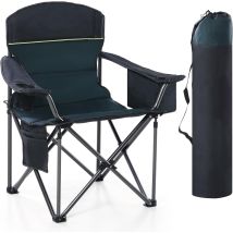 Campingstuhl Faltbar Klappstuhl Bis 200kg Gepolstert Mit Getränkehaltern Angelstuhl Mit Armlehnen Outdoorstuhl,grün - Alpha Camp