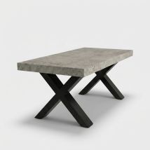 Table Extensible Design Moderne Pieds Noirs 140/220x90 Firenze - Gris Clair