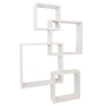 Mensola Da Parete Moderna A Forma Di Cubo Contemporaneo 91 X 59 X 10 Cm Legno Bianco 040009076
