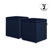 Happers - Puff Cubo Arcón Polipiel Marino Pack 2 Unidades Marino