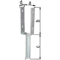Gah - Base Per Montante A U Eta-10/0210 91x200x200x50mm Tzn Con Ancoraggi In Calcestruzzo Su T-eisen