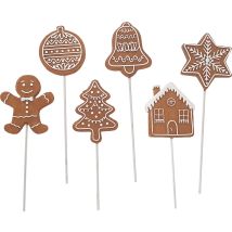 Pfefferkuchen-Stecker – 20 x 6 x 1 cm – Polyresin – Braun, Bunt – Deko-Objekt