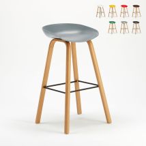 Tabouret De Bar Café Cuisine Et Salon Chaise Effet Bois Towerwood - Gris