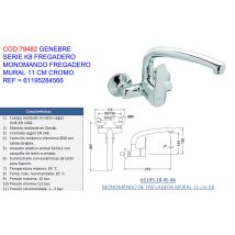 Genebre - Rubinetto Lavabo Monocomando A Parete Faucet K8 11 Cm Cr61195284566