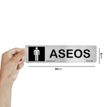 Señal Adhesiva De Acero Inoxidable 'aseos Caballeros' 5x20cm Rd707009 - Normaluz