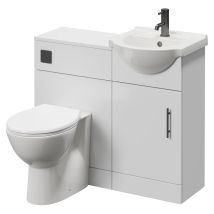 Alexander James Gloss White 950mm Single Door Vanity Unit Toilet Suite - 950mm - Gunmetal Grey 96mm Bar Handlejames Toilet Pan And Seat