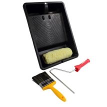ProDec – 4 Piece Masonry Roller Kit – 9" Roller Frame, Padded Roller, 4" Flat Brush, Heavy-Duty Tray