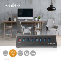 USB 3.0 Hub – 8-Port USB-A und USB-Micro-B Anschluss – QC3.0 Schnellladung – 5 Gbps Datenübertragung – externes Netzteil
