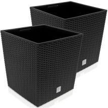 Markenartikel - Deuba 35/64 Litre Rattan-look Weatherproof Flower Pot Inner Planter Convenient Handles Indoor And Outdoor Versatility Stylish Cachepot