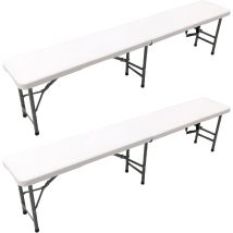 Pack 2 Bancos Plegables Normativa Uso Publico / Privado Solid 180 X 28 X 43cm. Tablero Hdpe 3,8cm Y Estructura Acero Capacidad 6 Adultos The Homeweeks