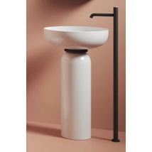 Lavabo Centrostanza Jolie Con Colonna Bianco Lucido E Anello Giunzione Nero