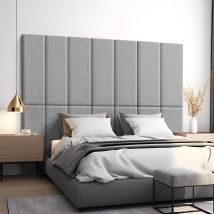 [neu.haus] - Set Carpino Di 2 Pannelli Murali Imbottiti Rivestiti In Tessuto Grigio Chiaro 90x30 Cm