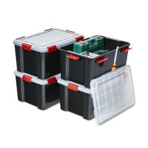 Luftdichte Kunststoff-aufbewahrungsboxen Mit Deckel, 50l, 4er-set, Schwarz, Hermetischer Wasserdichter Verschluss, Robuste Schnappverschlüsse, 