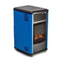 Poêle À Gaz 3,4 Kw Mobile Bleu Et Noir – Chauffage D'Appoint Avec Effet Flammes Réalistes – Pour Pièces De 40 À 80 M² – Sahara