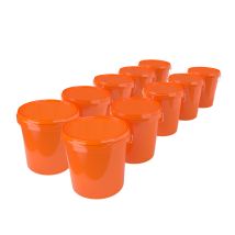 Fixedbyu - 10x Eimer Mit Deckel Kunststoff Leereimer Griff 15,9l Lebensmittelecht Orange