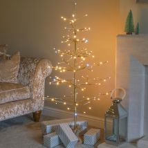 4ft Led Pre Lit Champagne Gold Christmas Twig Tree Indoor Plug In Decoration