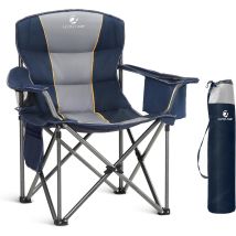 Campingstuhl Faltbar Klappstuhl Bis 200kg Gepolstert Mit Getränkehaltern Angelstuhl Mit Armlehnen Outdoorstuhl,blau - Alpha Camp