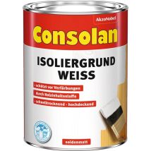 Consolan Isoliergrund 2,5 L – Weiß – Seidenmatt – Verbrauch: > 13 m²/L – Trocknungszeiten: 1 Std. staubtrocken, 2-3 Std. grifffest