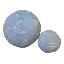 Set Di 2 Cuscini Cotone Blu 30x30/50x50cm