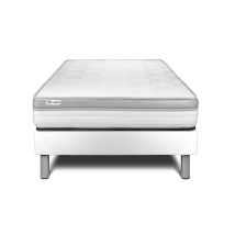 Somier blanco – Colchón de espuma 90 x 190 cm – 18 cm de espesor – 15 láminas multicapa – Instalación fácil